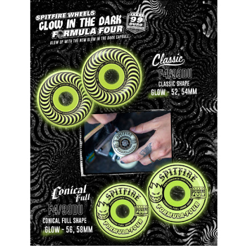 Spitfire Formula Glow Conical Full Skateboard Wheels Natural 58MM 99D