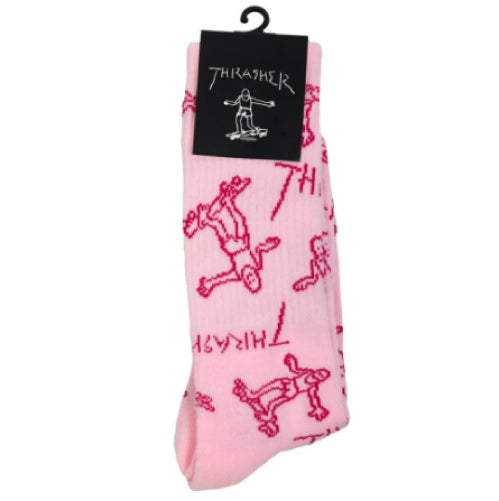 Thrasher Gonz Logo Crew Socks Pink