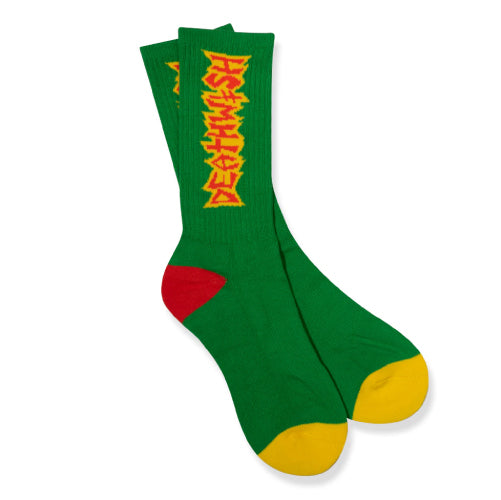 Deathwish Diciple Crew Socks - Green/Red/Yellow