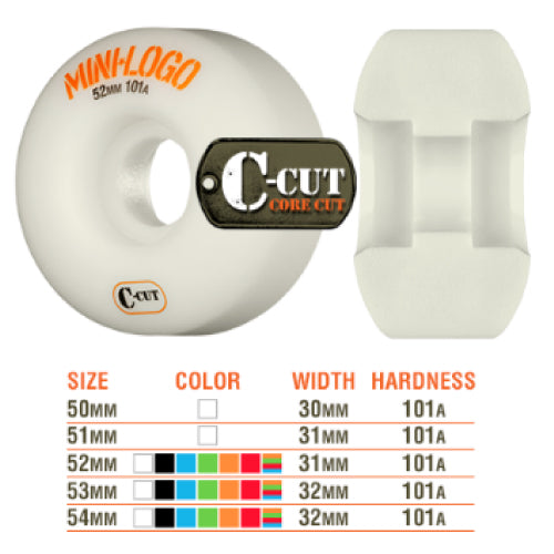 Mini Logo Skateboard C-Cut Wheels White 54MM 101A