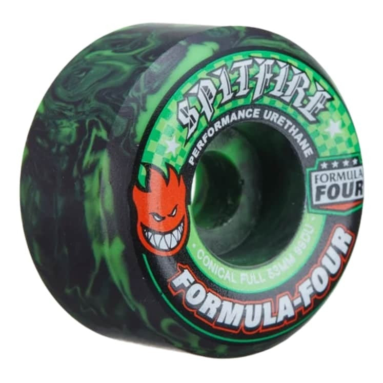Spitfire Formula Four Conical Full Swirl Green/Black 53MM Wheels
