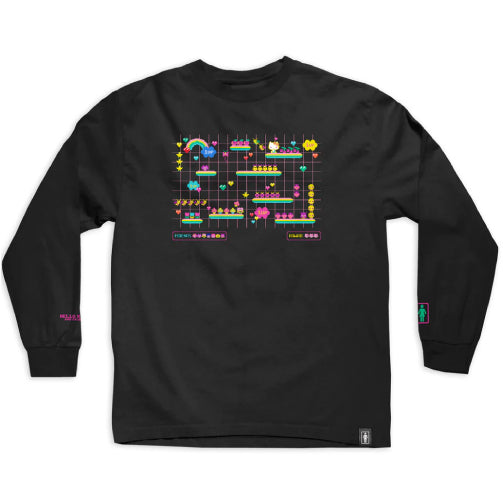 Girl X Sanrio Kawaii Arcade Level Up Long Sleeve Tee - Black