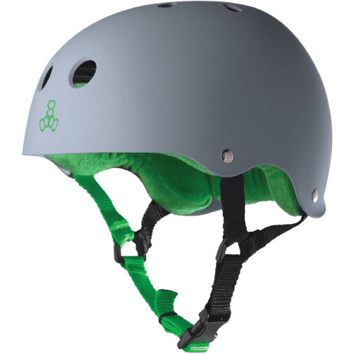 Triple Eight Sweatsaver Helmet - Grey Rubber/Green
