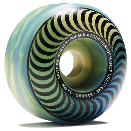 Spitfire F4 Classic Swirled Wheels Blue/Green/Yellow 53MM 99D