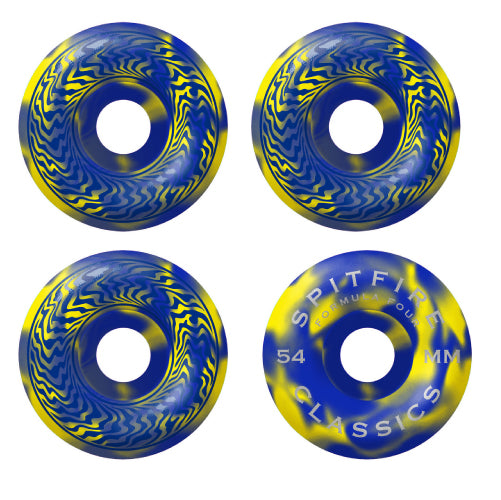 Spitfire F4 Classic Swirled Skateboard Wheels Blue, Yellow 54MM 99D