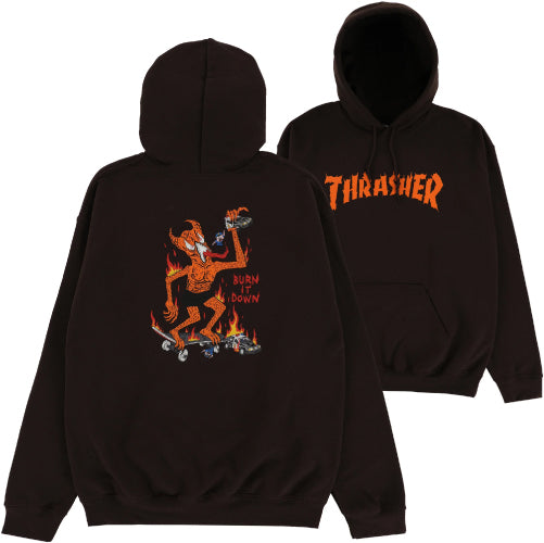 Thrasher Burn It Down Hoodie - Dark Chocolate