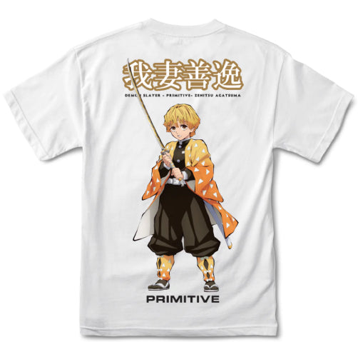 Primitive X Demon Slayer Zenitsu Agatsuma Tee White
