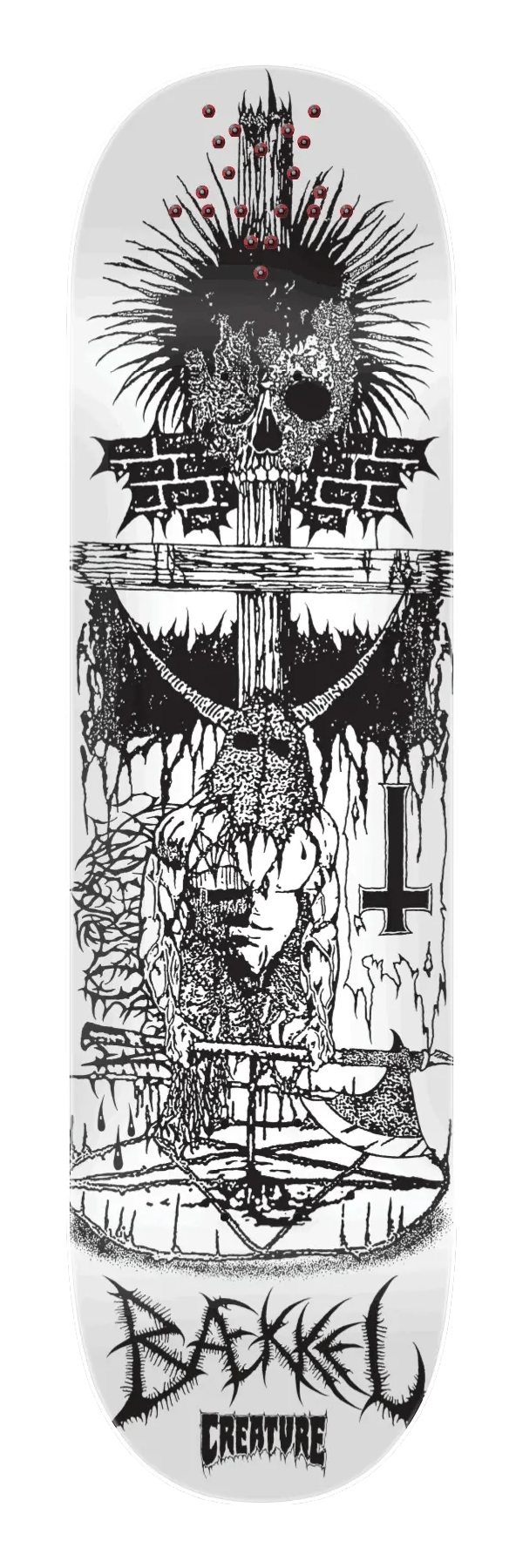 Creature Baekkel BLK MTL Skateboard Deck 8.6" uv reactive bottom