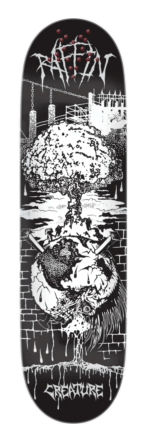 Creature Raffin BLK MTL Skateboard Deck 8.53" uv reactive bottom