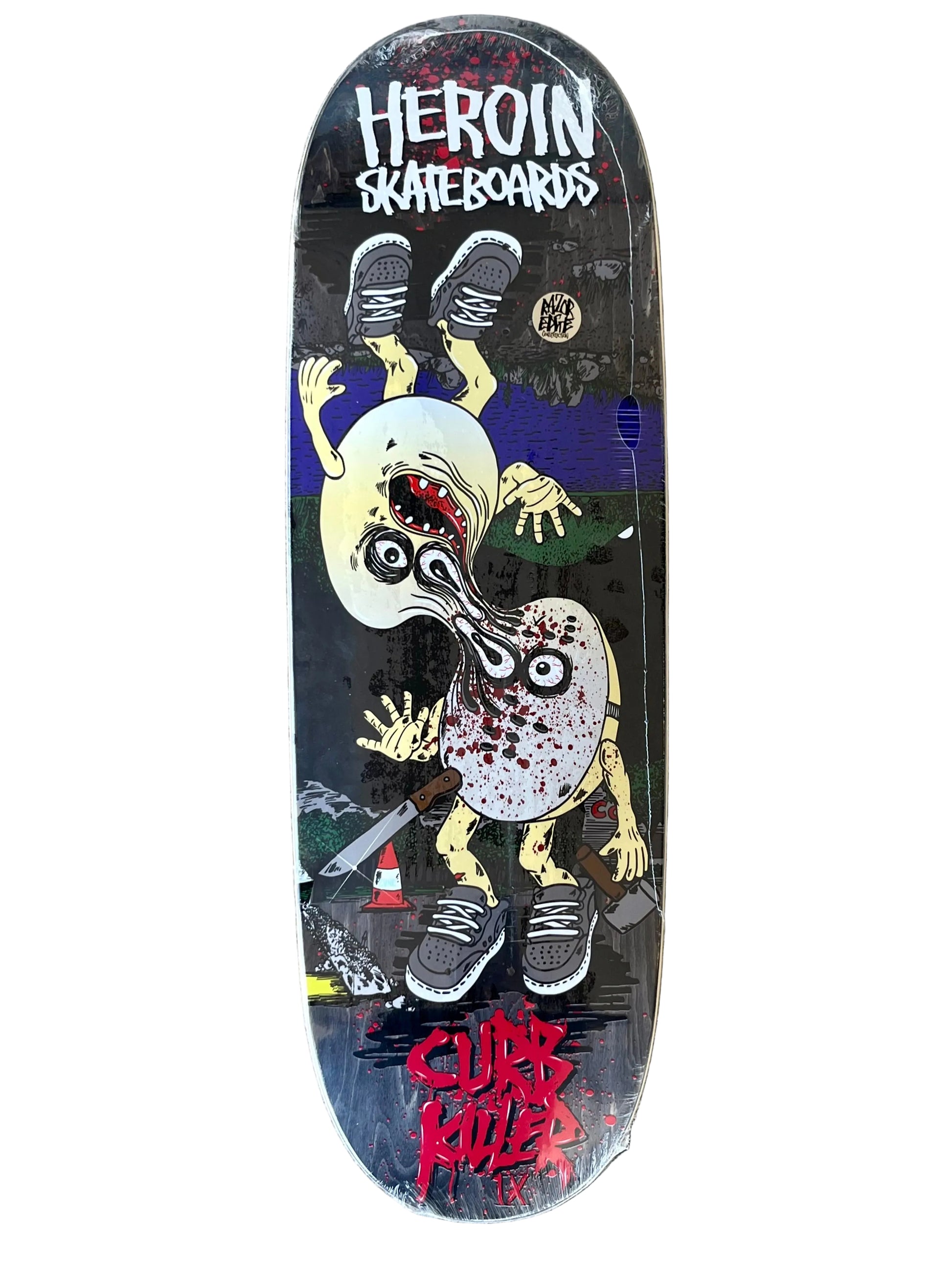 Heroin Curb Killer 9 Merged Egg Skateboard Deck 10" grey veneer