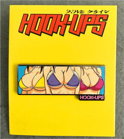 Hook-Ups 3 Girls Enamel Pin packaging