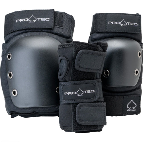 Pro-Tec Street 3-Pack Open Back Knee/Elbow/Wrist Pad Set Black