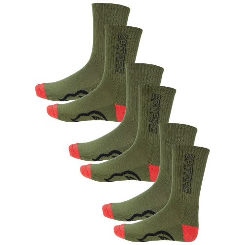 Spitfire Classic 87' 3 Pack Crew Socks - Olive/Red/Black