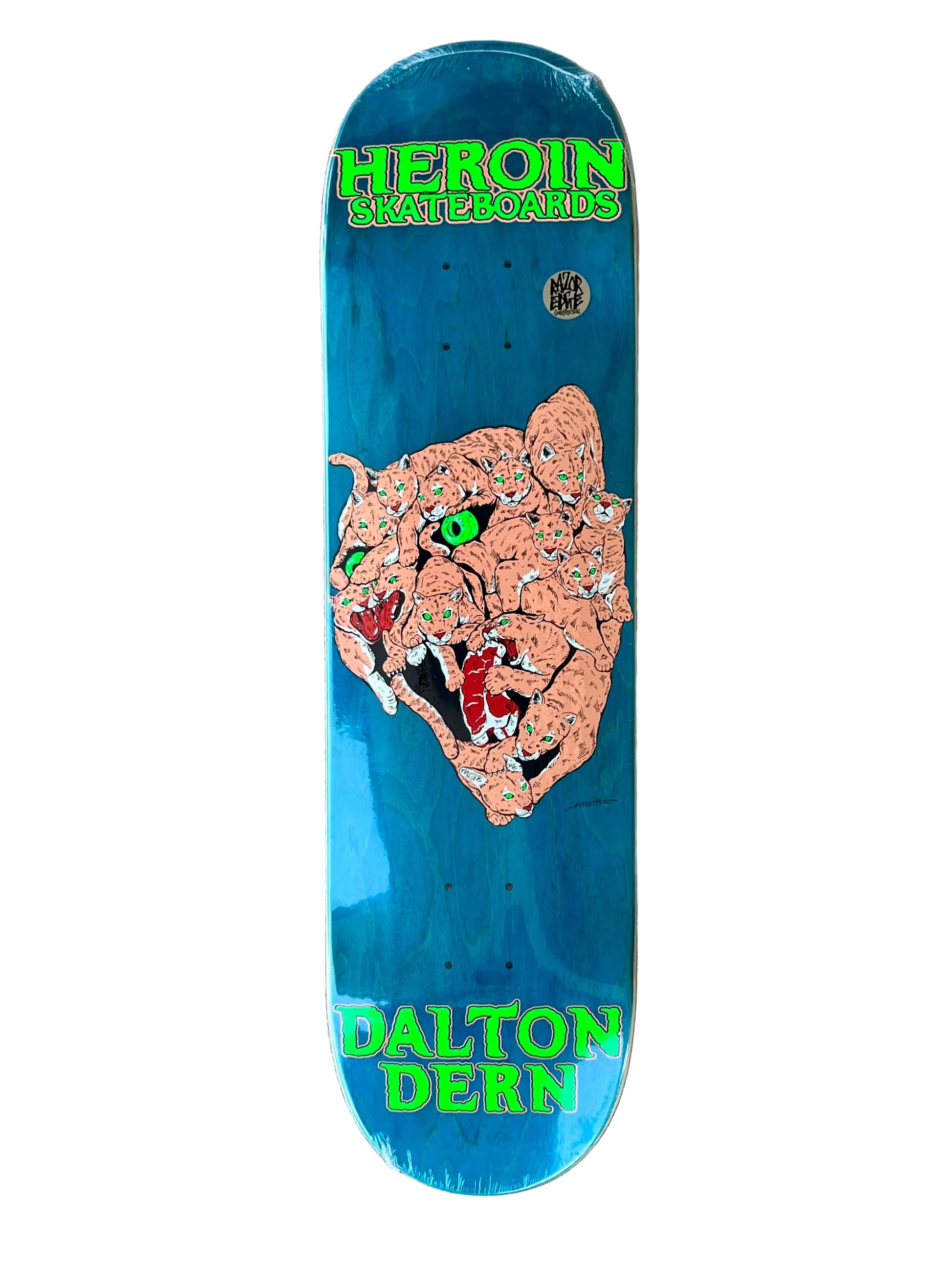 Heroin Dern Panther Skateboard Deck 8.5" blue veneer