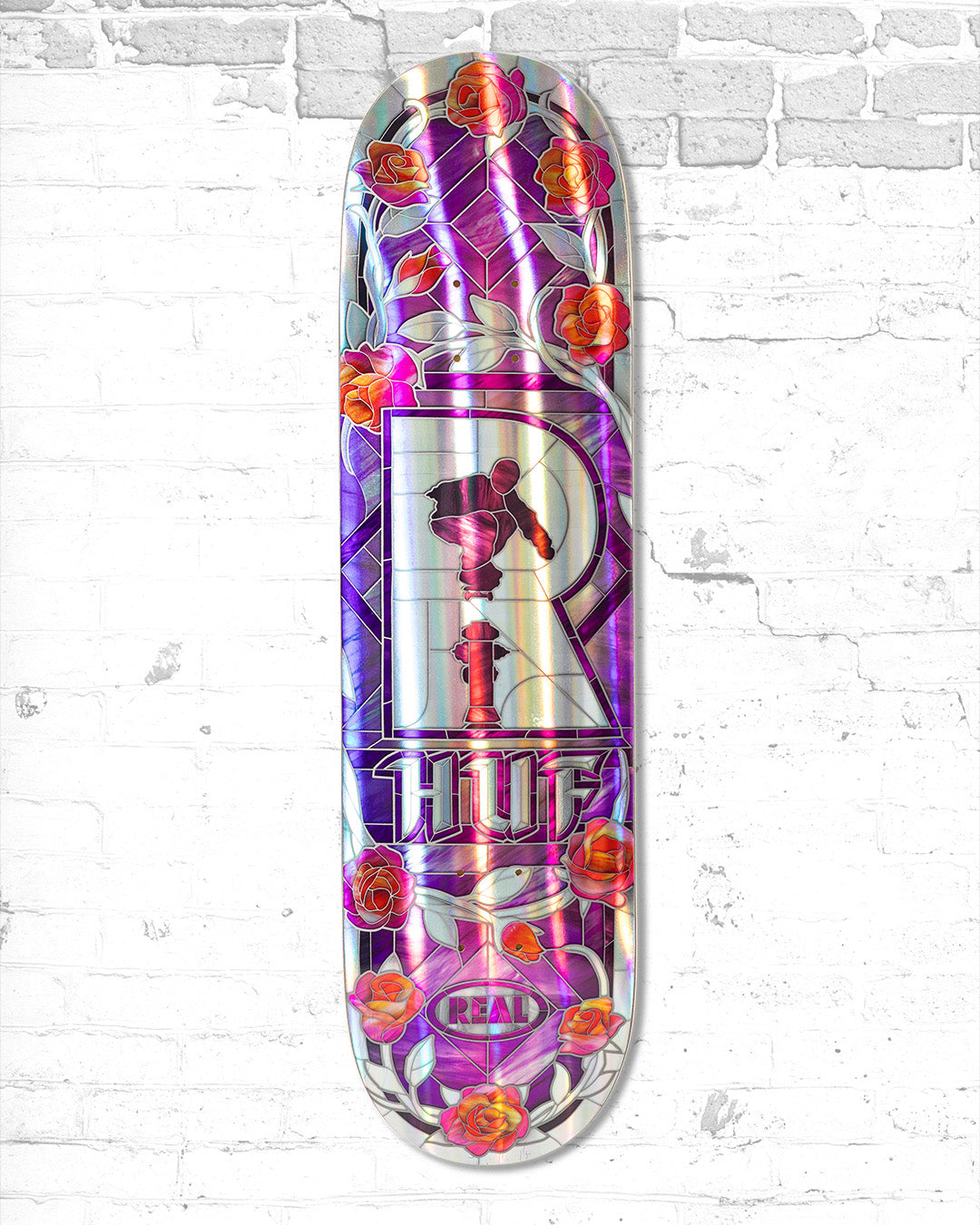 Real X HUF Cathedral Holographic Skateboard Deck 8.25"