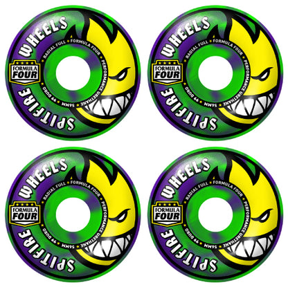 Spitfire F4 Radial Full Green/Purple Swirl Wheels 56MM 99D set