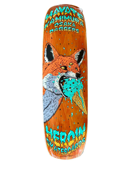 Heroin Hayate Fox Shovel Skateboard Deck 8.88" orange veneer