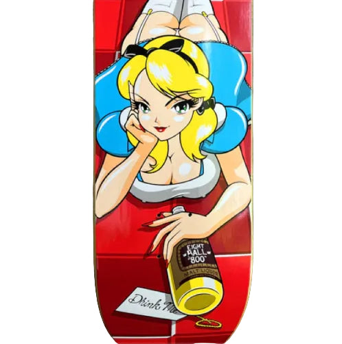 Hook-Ups 8-Ball Alice Skateboard Deck 8.5" close