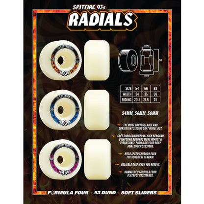 Spitfire F4 Radials Wheels Natural 54MM 93D