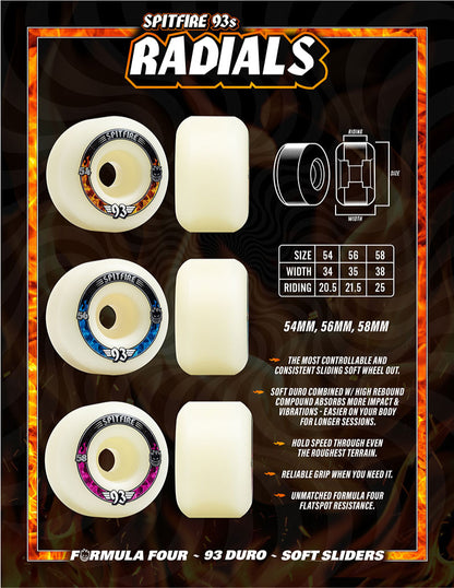 Spitfire F4 Radials Wheels Natural 58MM 93D