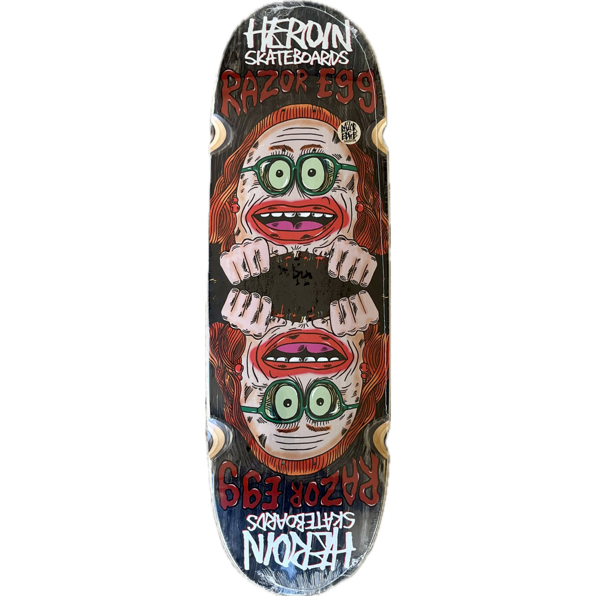 Heroin Auntie Razor Egg Symmetrical Skateboard Deck 9.75" grey veneer