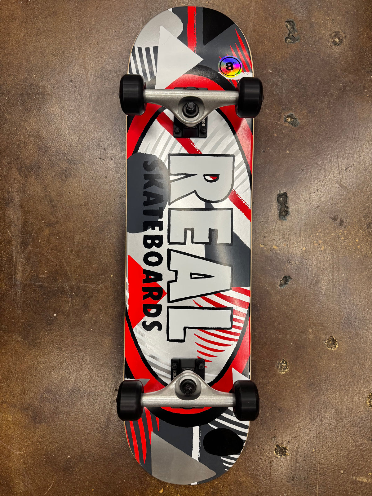 *BLEMISH* Real Hatched Oval Complete Skateboard Red 8"