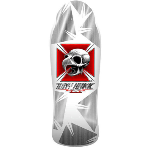Powell Peralta Bones Brigade Series 17 Tony Hawk Skateboard Deck White/Silver Foil 10.38"