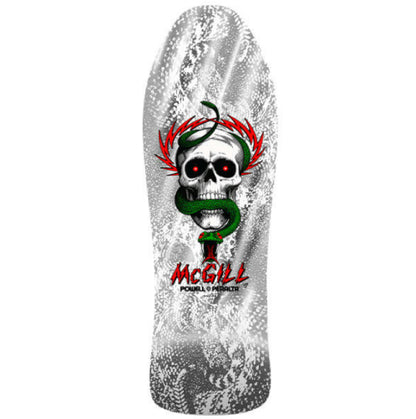 Powell Peralta Bones Brigade Series 17 Mike McGill Skateboard Deck White/Silver Foil  9.88"