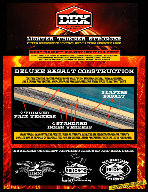 Real DBX Mason Volcano Skateboard Deck 8.25"