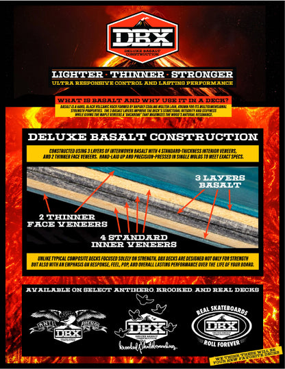 Real DBX Mason Volcano Skateboard Deck 8.25"