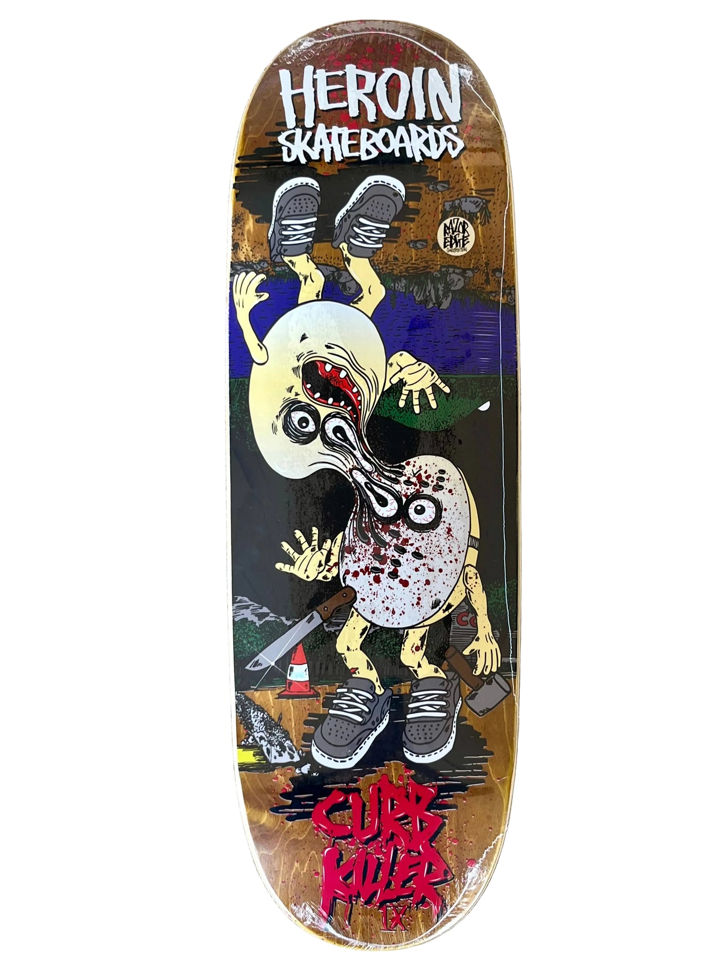 Heroin Curb Killer 9 Merged Egg Skateboard Deck 10" brown veneer