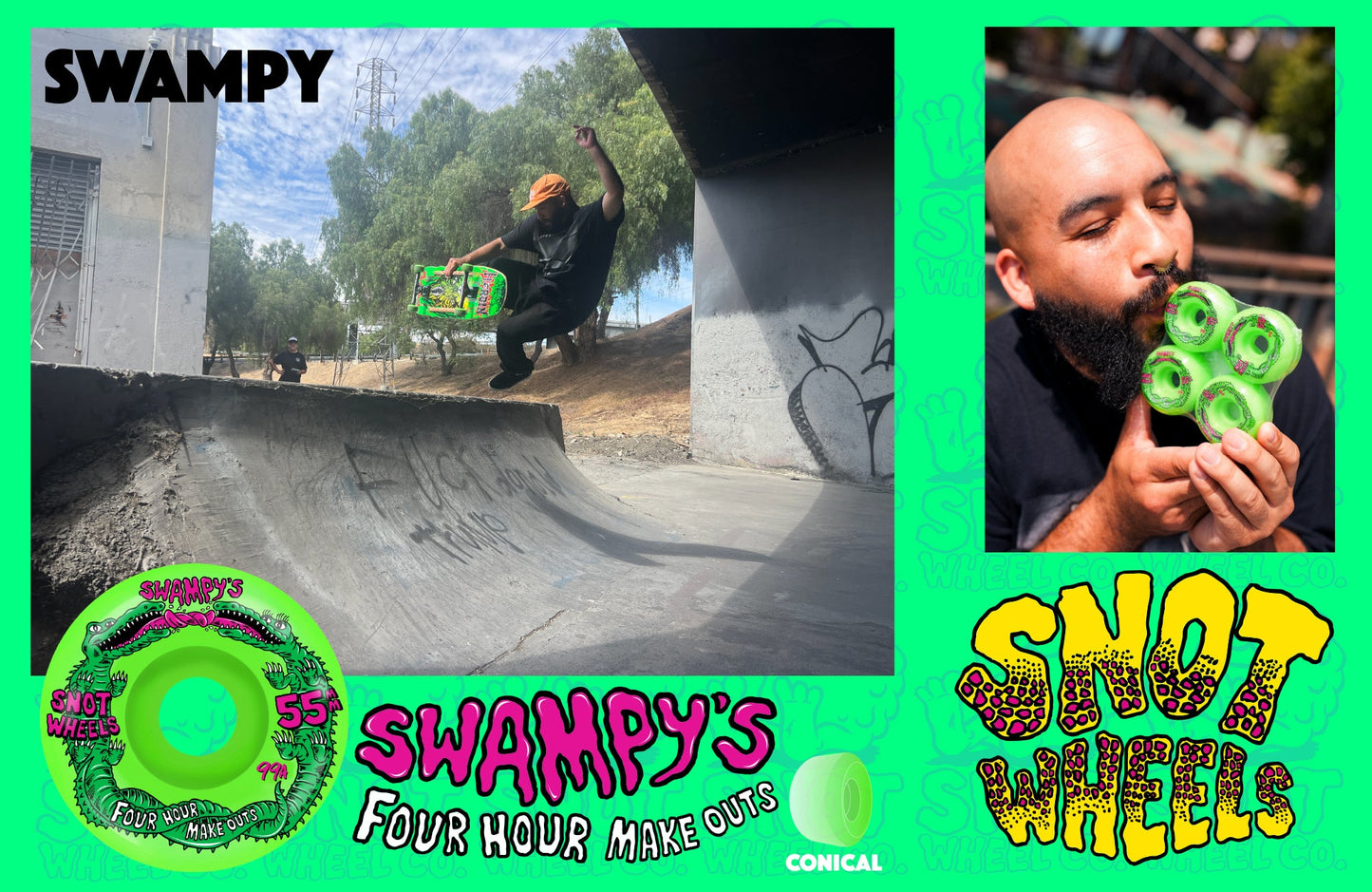 Snot Conical Swampy Four Hour Make Outs Wheels Neon Green 55MM 99A