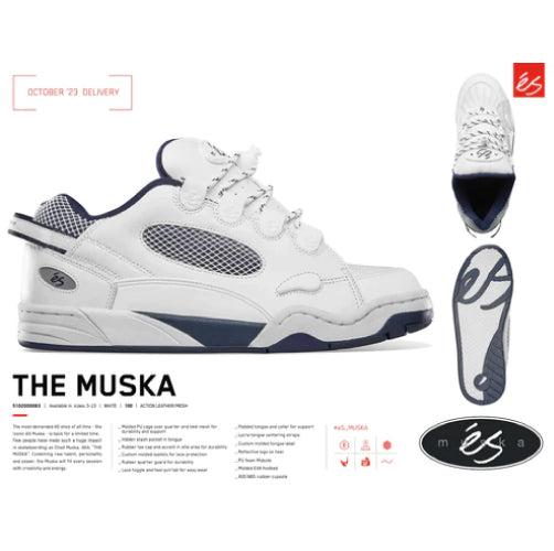 eS Muska Limited Reissue Skate Shoe - White/Navy