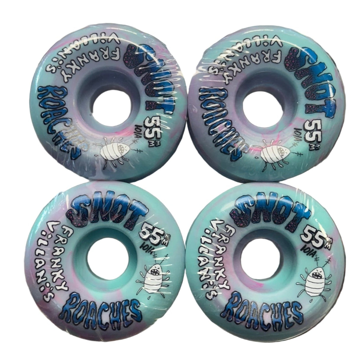 Snot Conical Franky Villani Roaches Pink/Teal Swirl Wheels 55MM 101A set