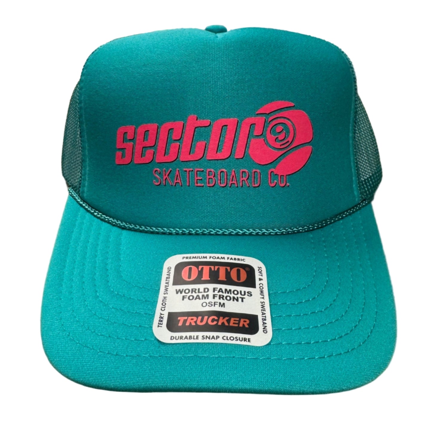 Sector 9 Mesh Trucker Hat - Teal/Pink front