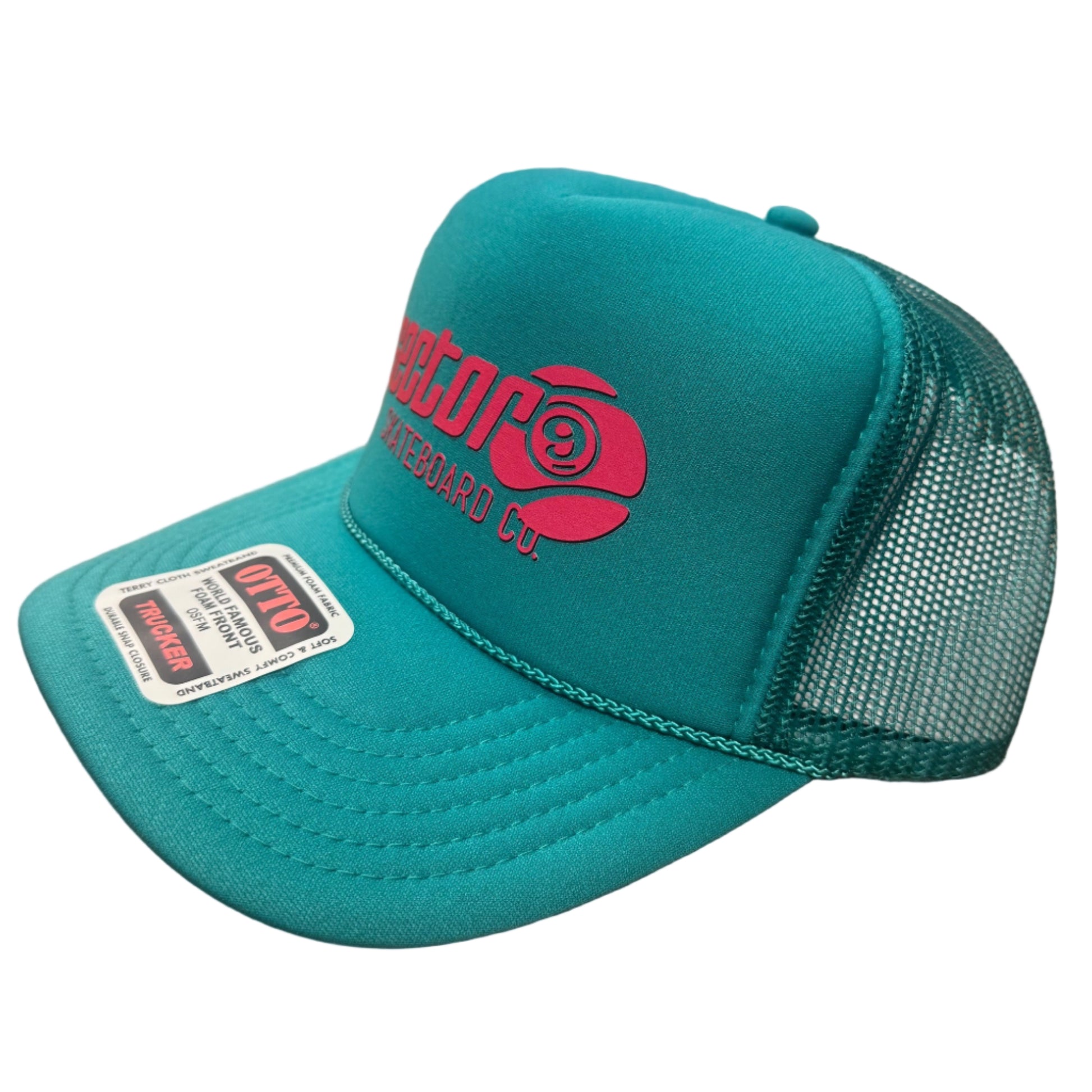 Sector 9 Mesh Trucker Hat - Teal/Pink profile 