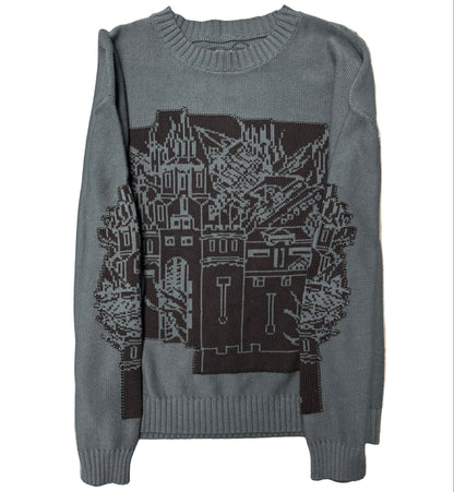 Fucking Awesome Falling Castles Sweater - Grey/Black front
