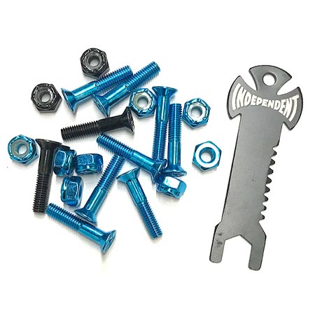 Independent Cross Bolts Hardware Blue, Black with Tool 1"