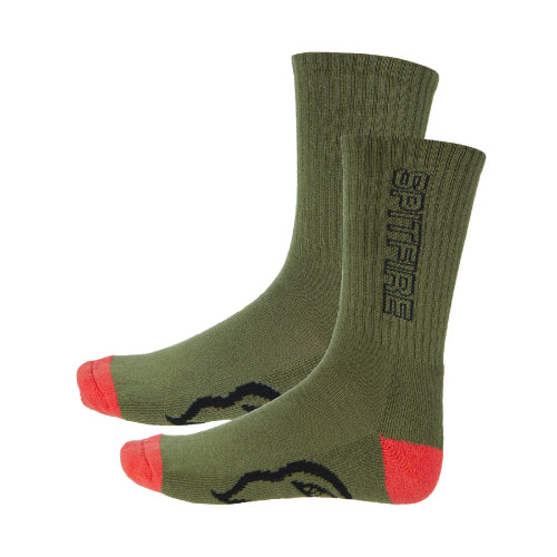 Spitfire Classic 87' Crew Socks - Olive/Red/Black