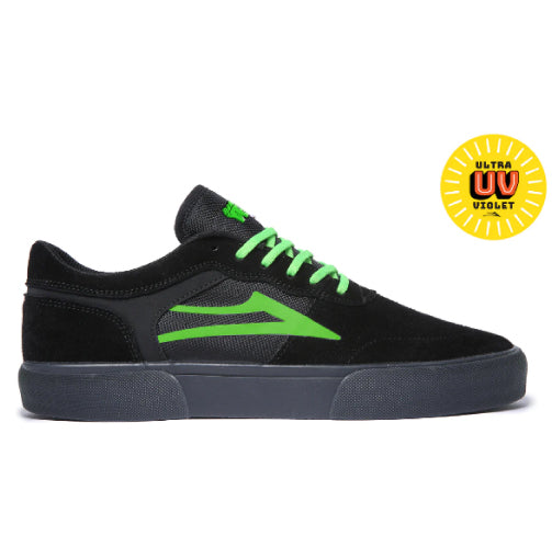 Lakai Staple SMU Suede Skateboarding Shoe - Black/UV Green