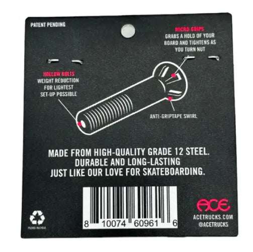 ACE AF1 Hollow Allen Skateboard Hardware Bolts 1"