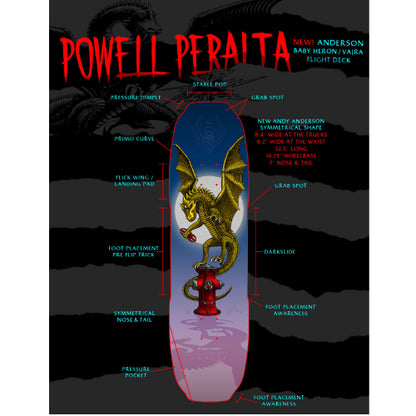Powell Peralta Andy Anderson Baby Heron Vajra Flight Skateboard Deck 8.4"