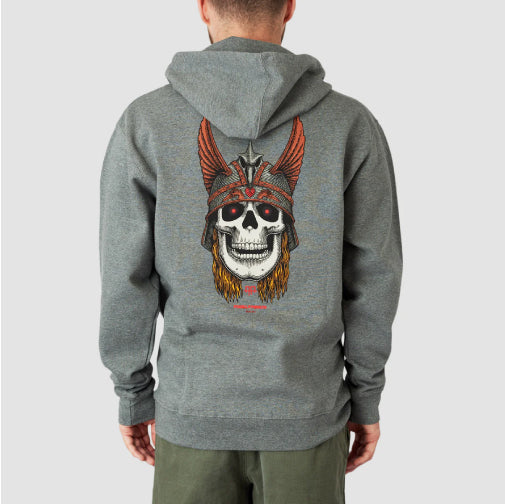 Powell Peralta Andy Anderson Skull Midweight Hooded Sweatshirt - Gunmetal Heather