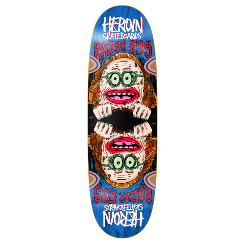 Heroin Auntie Razoregg Skateboard Deck 9.75" blue veneer