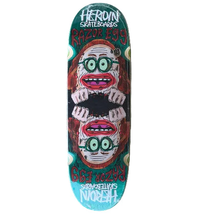 Heroin Auntie Razoregg Skateboard Deck 9.75"teal veneer