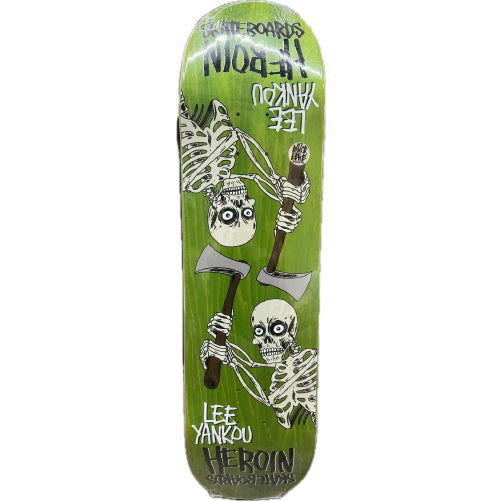 Heroin Yankou Axe Skeletons Symmetrical Skateboard Deck 8.25