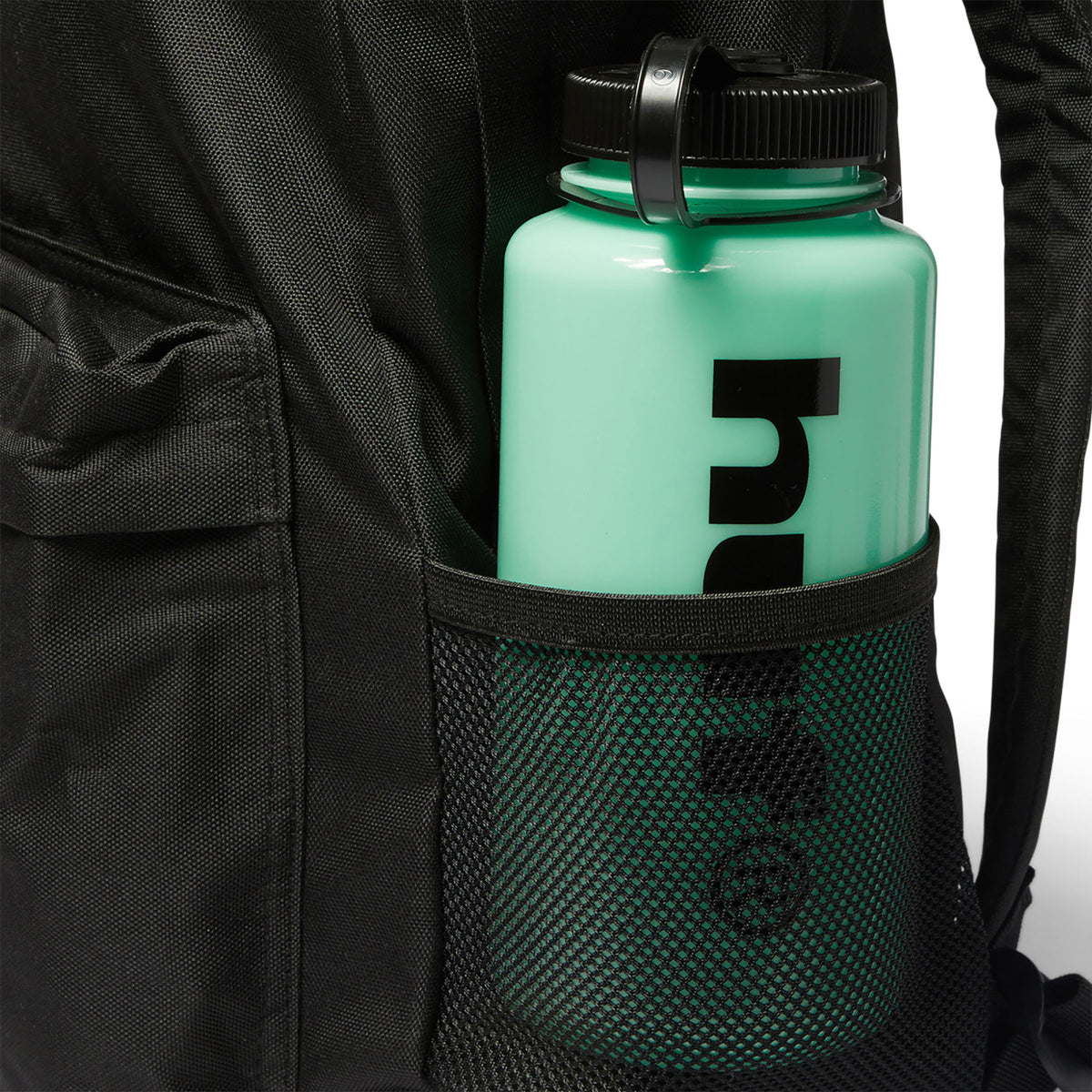 HUF 89 Logo Backpack black water bottle holder