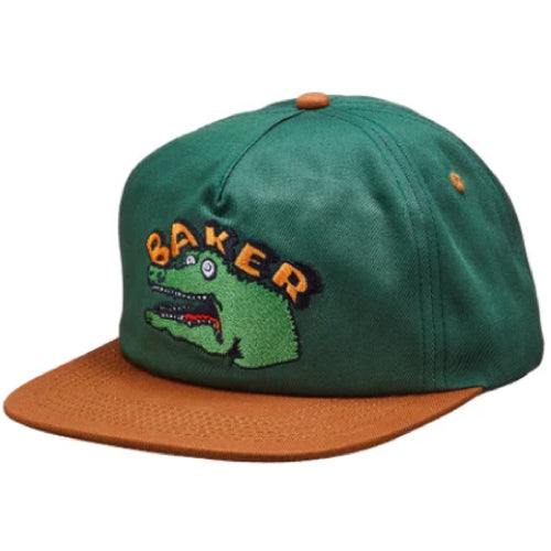 Baker Croc Pot Snapback Hat - Green/Tan