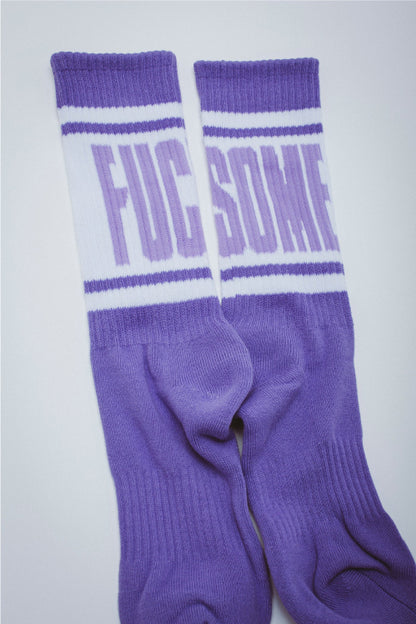 Fucking Awesome Big Stripe Socks - Violet/White