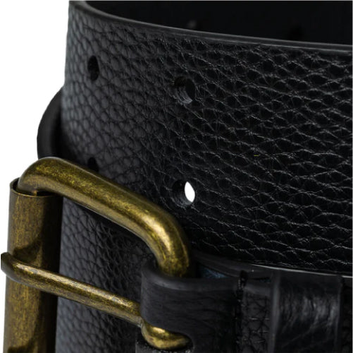 Spitfire Bighead Leather Belt - Black Pebble Grain buckle